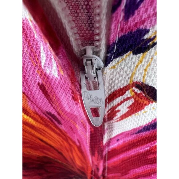 Vintage Alice Of California White Bold Graphic Floral Dress Small Double Strap - Picture 4 of 5